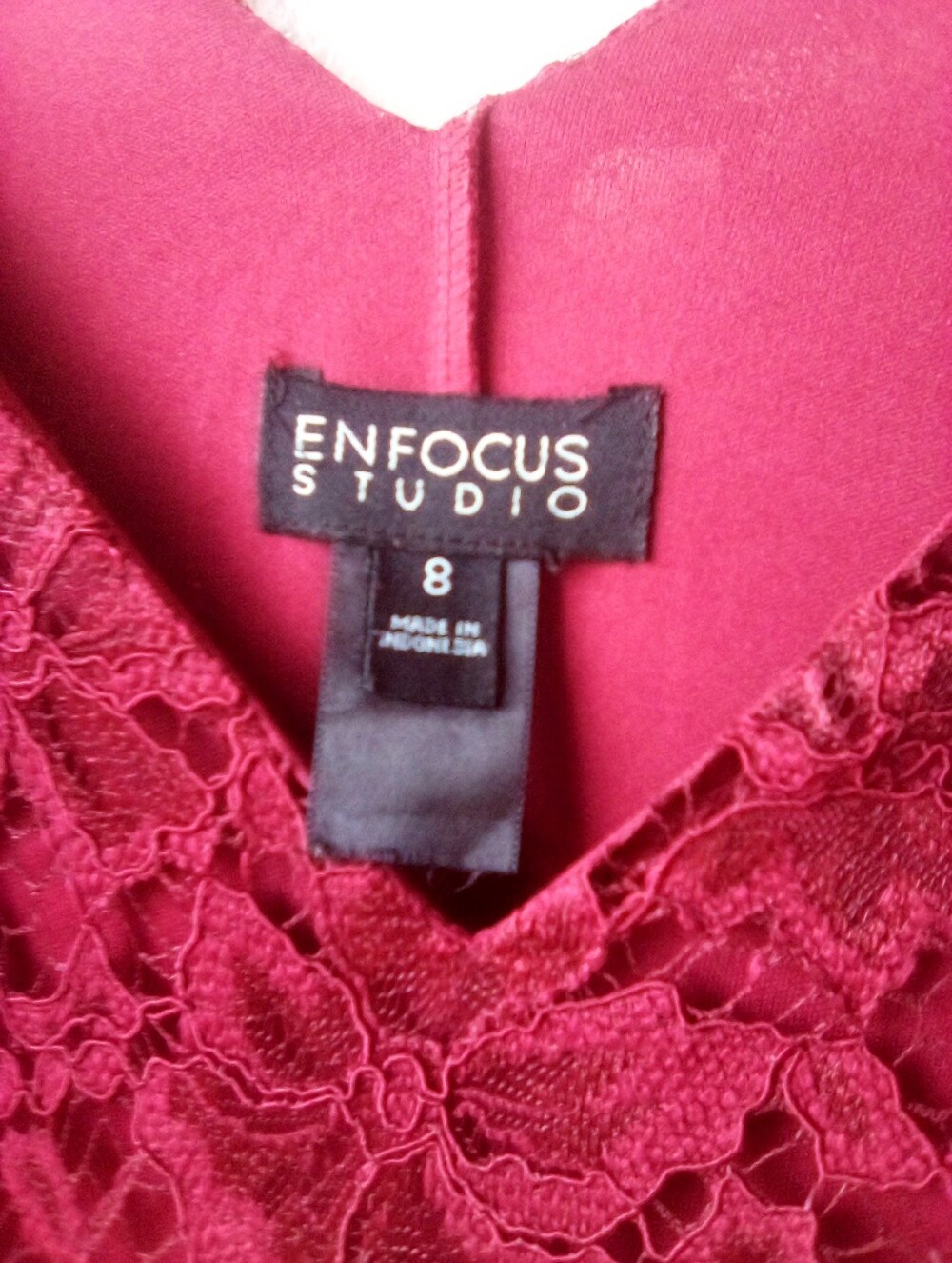 Enfocus Studio Burgundy Lace Midi Slip Dress Lace Detail Size 8 - Picture 10 of 10